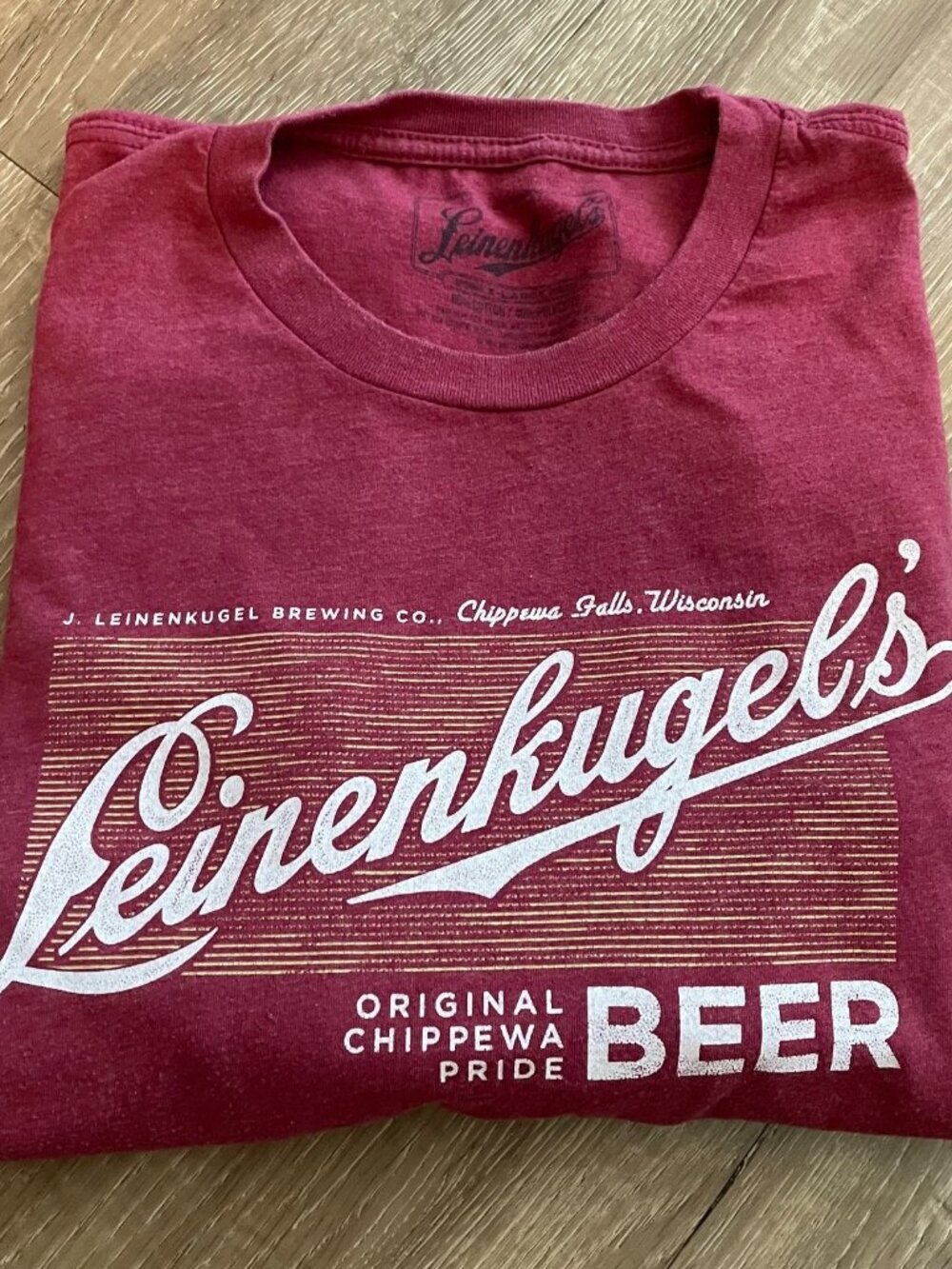Vintage Leinenkugels Beer T-Shirt Men's Size XL Red Distressed Graphic Logo Tee